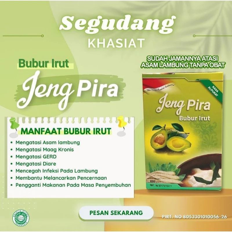 

Bubur Irut Jeng Pira Original - Bubur Irut Atasi Asam Lambung Maag Gerd Diare - Herbal alami umbi garut