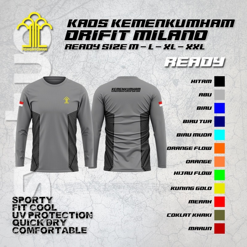 Kaos Polsuspas / Kaos Kemenkumham Lengan Panjang Bahan Dryfit Milano Premium