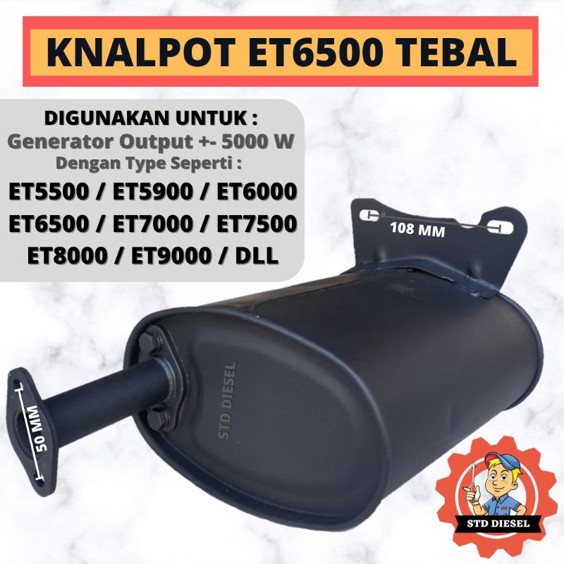 KNALPOT SILENCER SILINCER GENERATOR BENSIN ET5000 ET5500 ET6500 ET6000 ET7000 ET8000 ET9000 ET9500 K