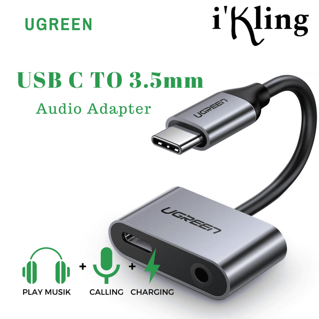 (COD) Ugreen Kabel Adapter USB Tipe-C Ke Jack 3.5 + AUX Earphone 3.5mm