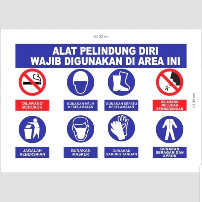 

Sign Plat Area Wajib APD Alat Pelindung Diri Ukuran 40X30CM Plat Rambu K3 Area APD