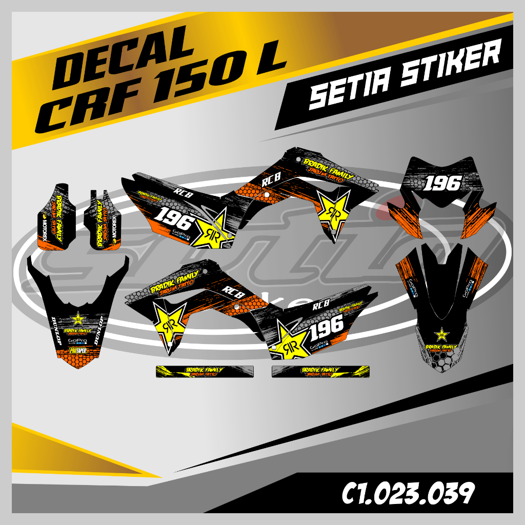 DECAL CRF 150 L, ORANGE KUNING, STAR, SUPERMOTO, TRAIL, DESAIN BEBAS CUSTOM BARU (C1.023.039)