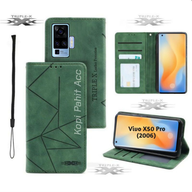 Case Vivo X50 Pro V2006 Flip Cover Wallet Sarung Hp Casing Dompet Flip Magnet