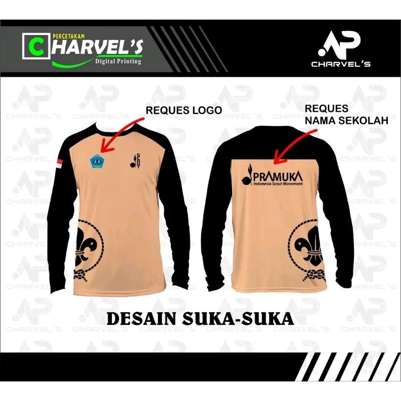 KAOS PDL PRAMUKA PASKIBRA PMR DESAIN SENDIRI