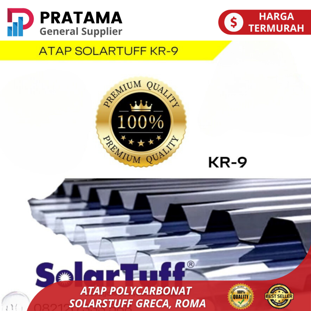 Atap Solartuff Polycarbonate gelombang Tembus Cahaya Greca, ROMA tebal 0.8mm | surabaya