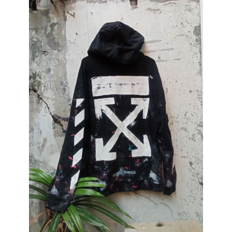 Hoddie OFF WHITE GALAXY + OFF WHITE merah