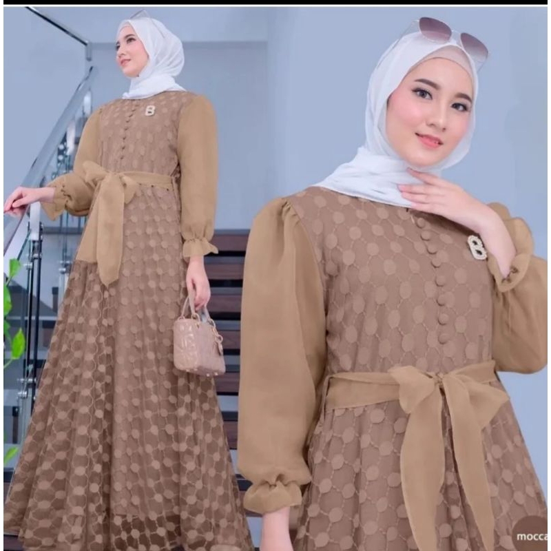 gamis tule tutu dot organza
