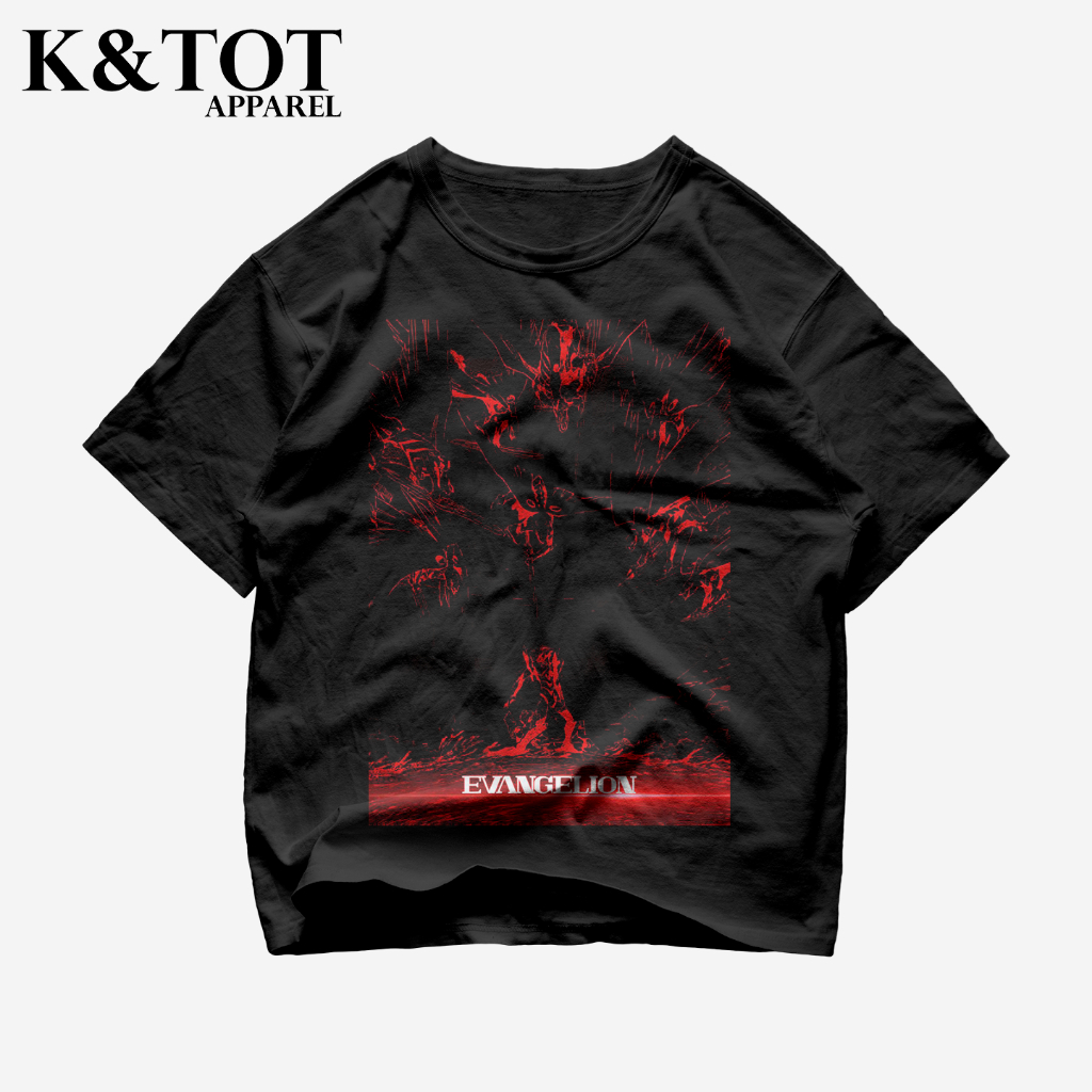 KNTOT - KAOS BAJU EVANGELION RED ANIME WIBU | TSHIRT OVERSIZE VINTAGE HITAM BOOTLEG - PRIA WANITA DE