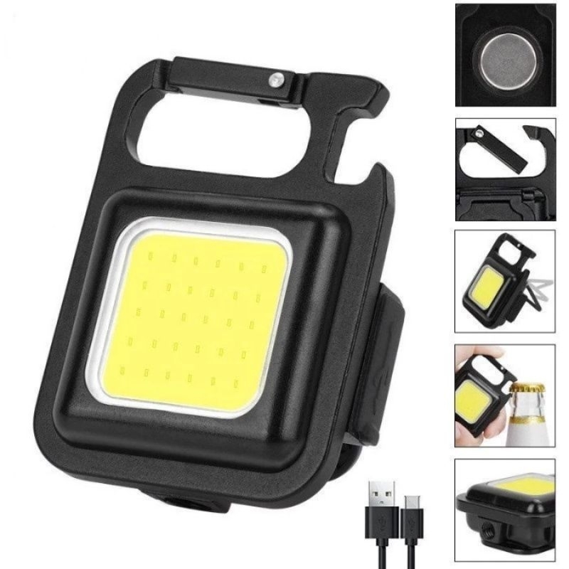 Mini COB keychain light rechargeable lampu led gantungan kunci lampu LED cas mini lampu camping emer