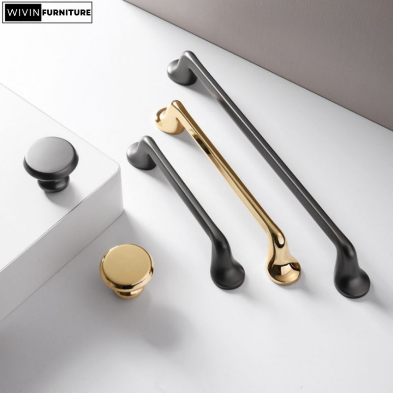 W-29 Handle Lemari Gold Grey Simple Tarikan Laci Kitchen Gagang Pintu Furniture