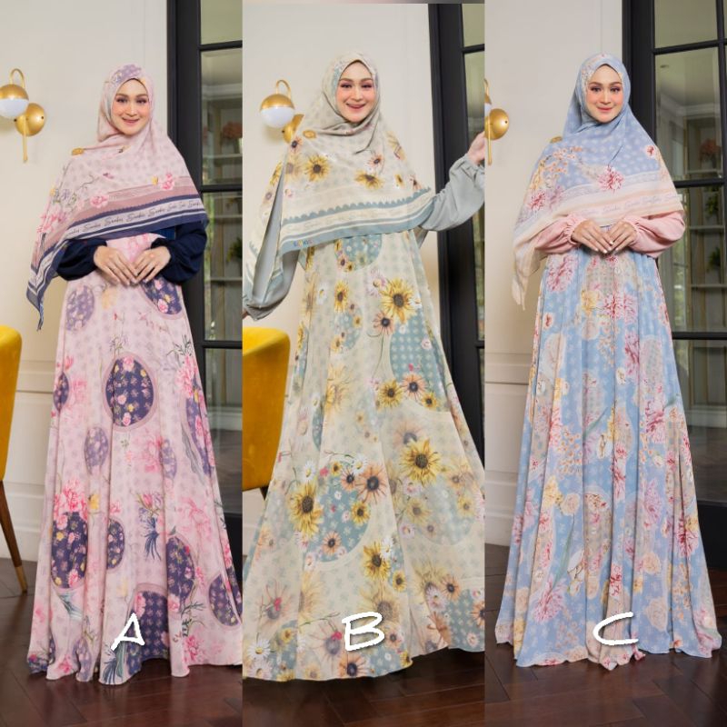 Mayameen Series By Sarkis Original Gamis Syari Ceruty Import Printing Exclusive Mix Jersey Korea HQ 
