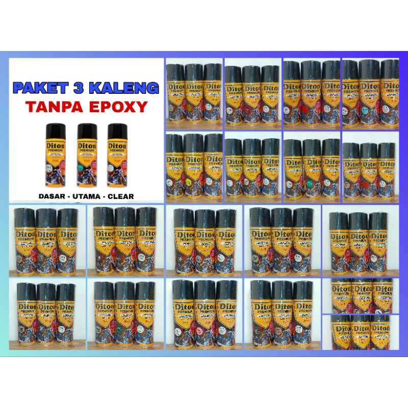 3. pilok pilox diton premium PAKET 3 KALENG tanpa  EPOXY premium V9490 YELLOW SOLE V9533 PASTEL BLUE
