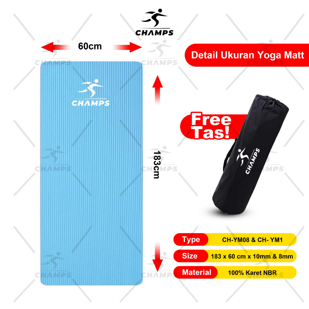 CHAMPS Matras Yoga MatKarpet MatTikar PROMO FREETAS Tebal 8mm-CH-YM 08