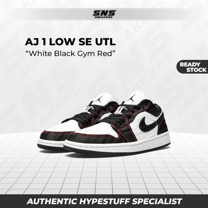 Nike Air Jordan 1 Low Utility White Black Gym Red W 100% Authentic