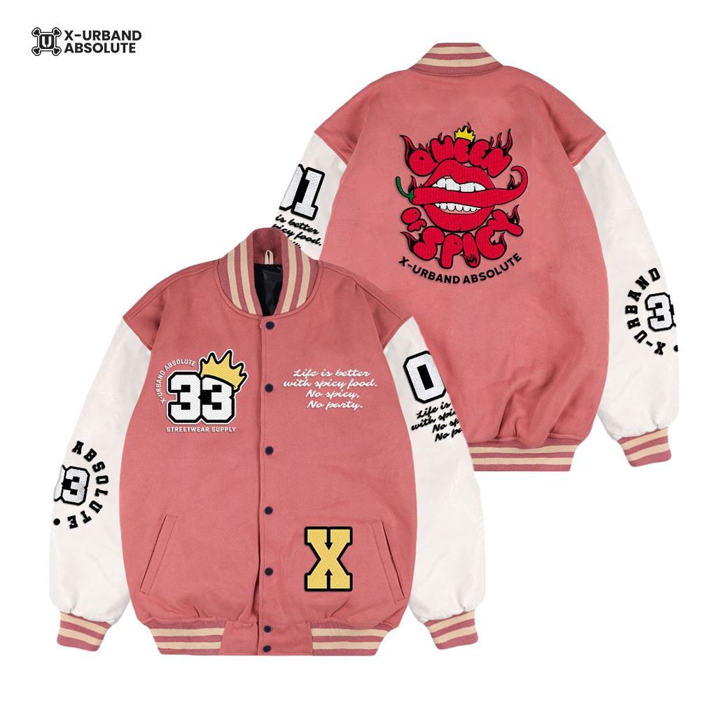 JAKET VARSITY WANITA COMBINASI-JAKET VARSITY CEWEK PING SALEM