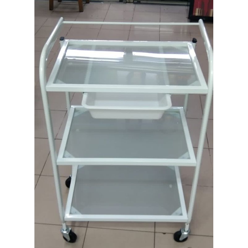 troley rak kaca salon kecantikan