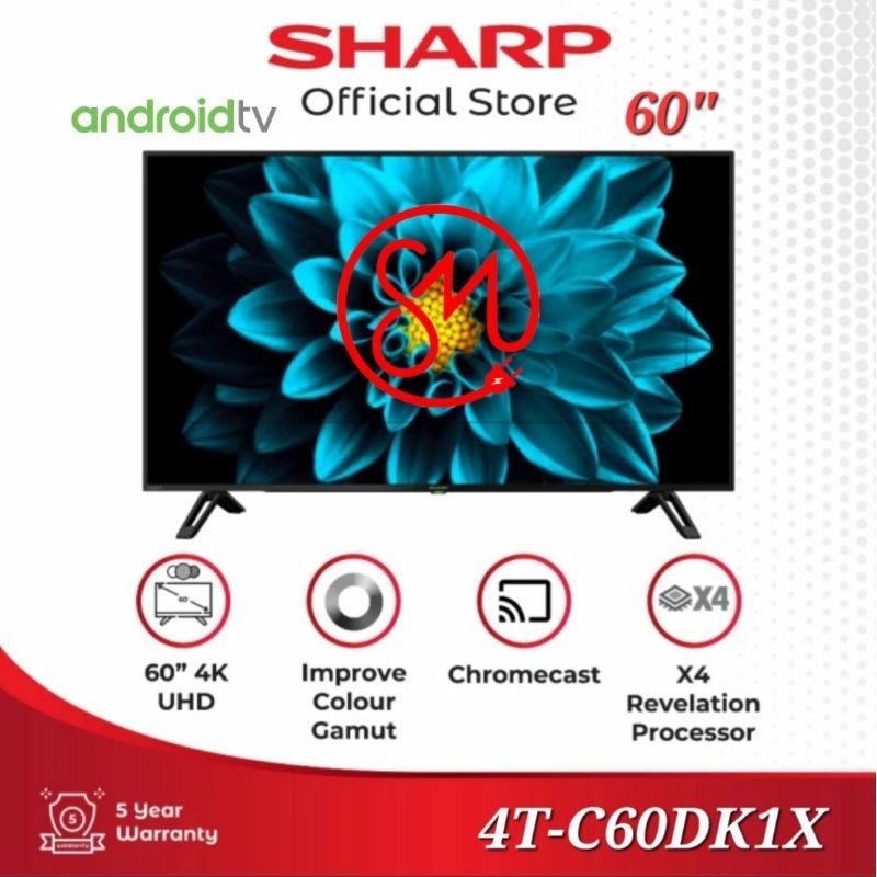 LED TV Sharp 60 inch 4T-C60DK1X Smart Android 4K UHD Digital 60DK1X