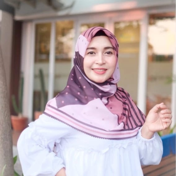 Jilbab Segiempat Dewasa - Hijab Dewasa Terbaru Bahan Voal Premium - Kerudung Motif Polkadot Full Pri