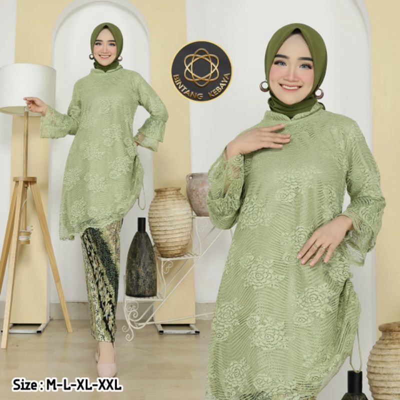 Bisa ( COD ) Kebaya Tunik Serut Brukat Full Bordir 100% realpict mewah / Tunik serut renda brukat ba