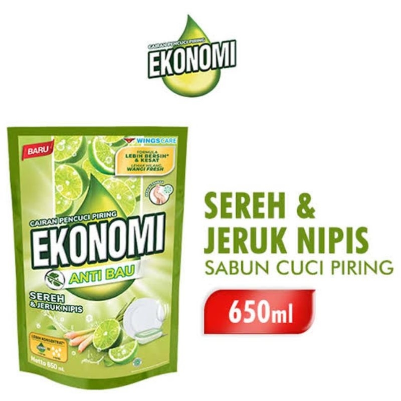 Ekonomi Sabun Cuci Piring Sereh & Jeruk Nipis 650ml