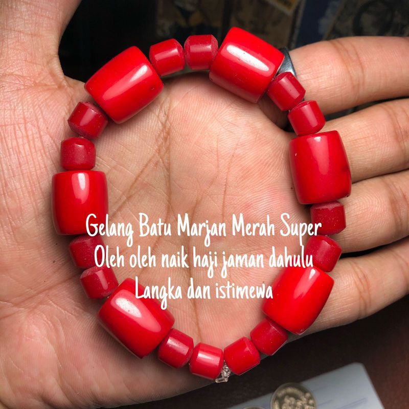 Gelang Batu Marjan Merah dari Laut Merah Asli Timur Tengah