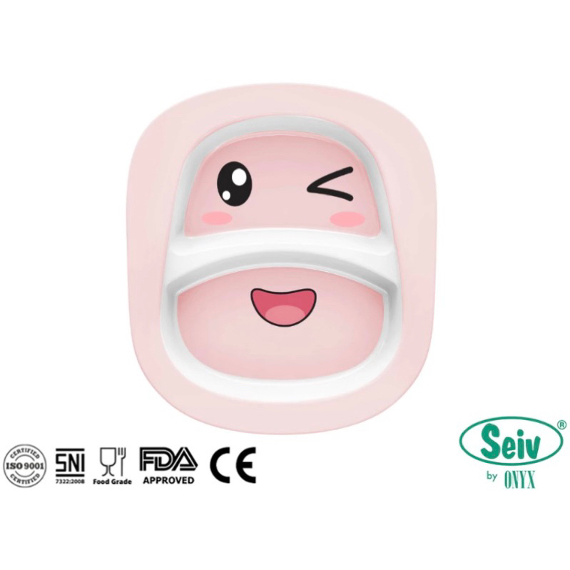 PIRING MAKAN ANAK SEKAT 9” ONYX SEIV MELAMINE  EMOJI /  PIRING MAKAN MELAMINE KARAKTER EMOJI LUCU IM