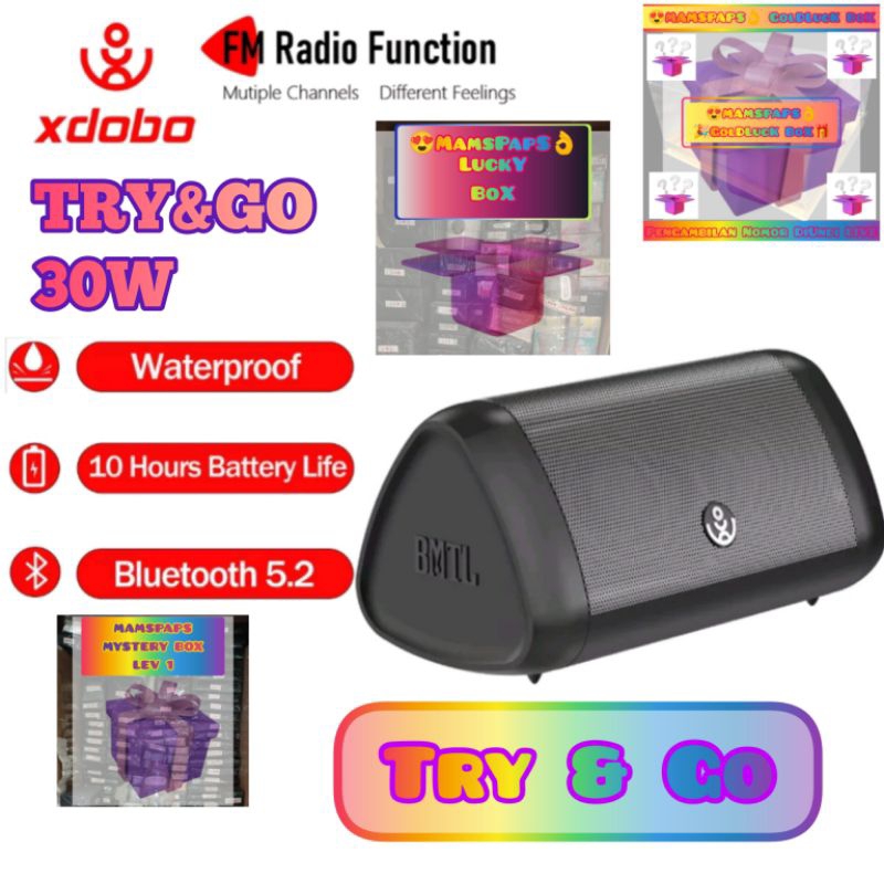 XDOBO TRY&GO 30W DEEP BASS SPEAKER BLUETOOTH 5.2 TWS IPX5 WITH FM RADIO