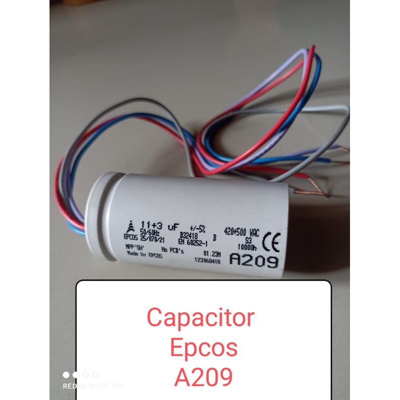 Kapacitor epcos A209 Kapasitor original mesin cuci sharp 2 tabung 11+3 uF