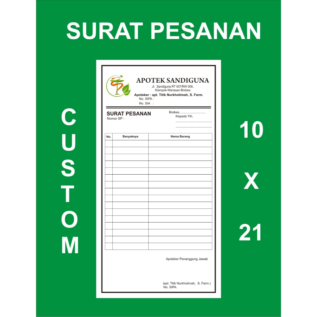 

NOTA PESANAN CUSTOM