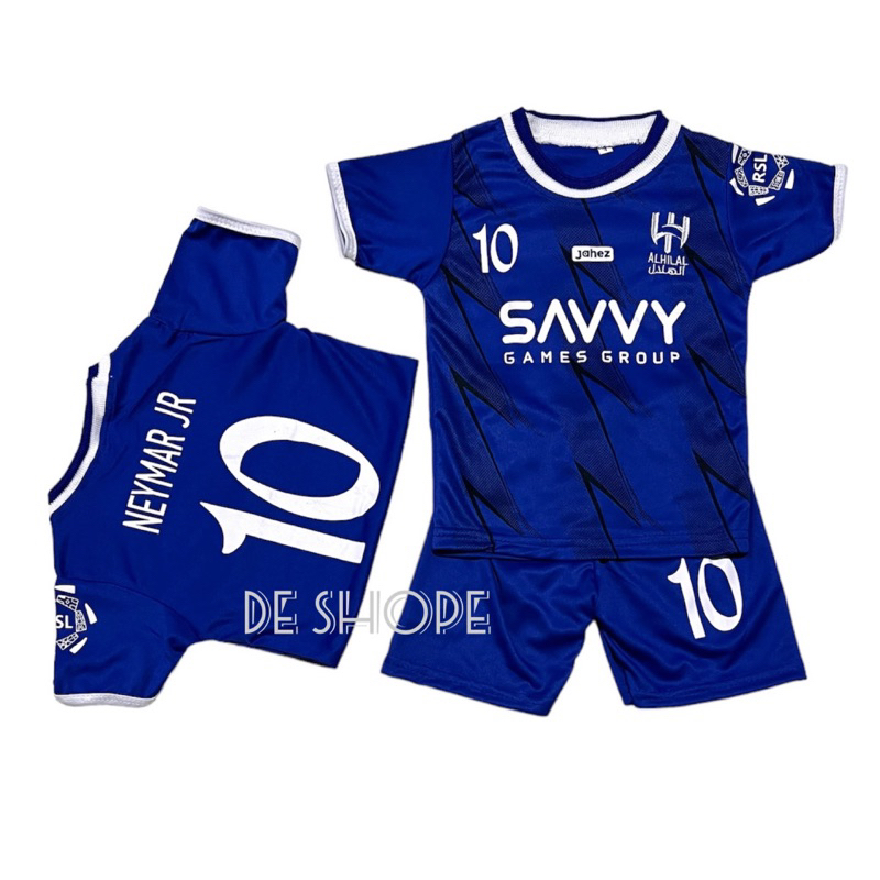 setelan jersey anak al hilal neymar biru kids