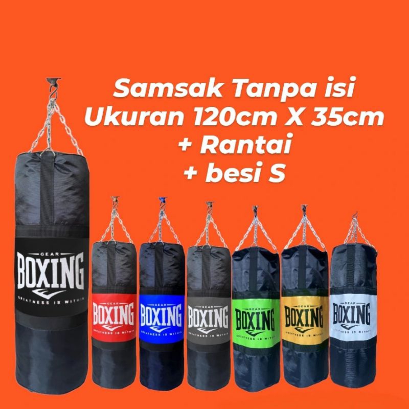 samsak tinju ukuran 120cm tanpa isi+gantungan samsak muaythai MMA boxing