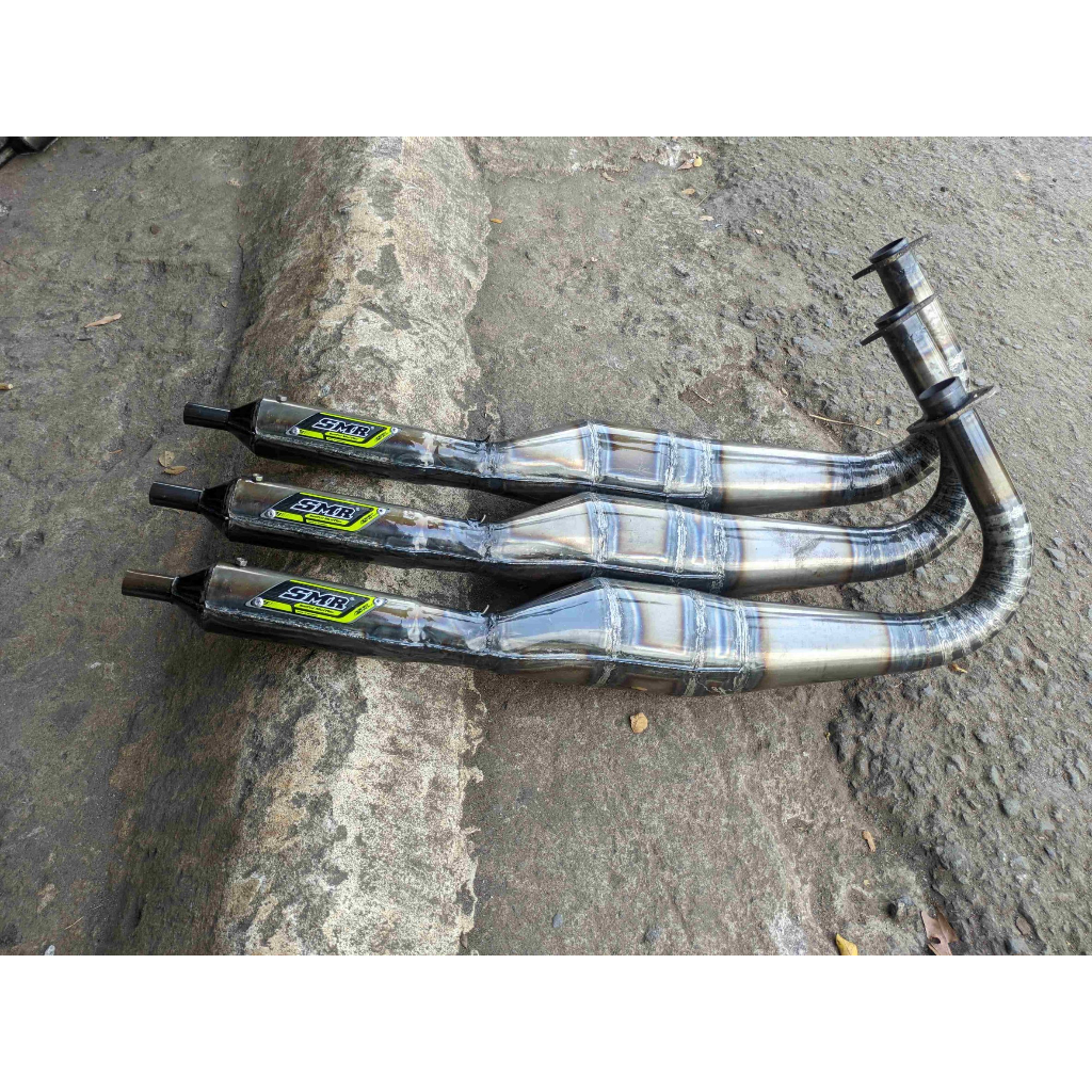 Knalpot Kolong 3V3 Full Garapan RX-King SMR Leher Cacing Plat Karat
