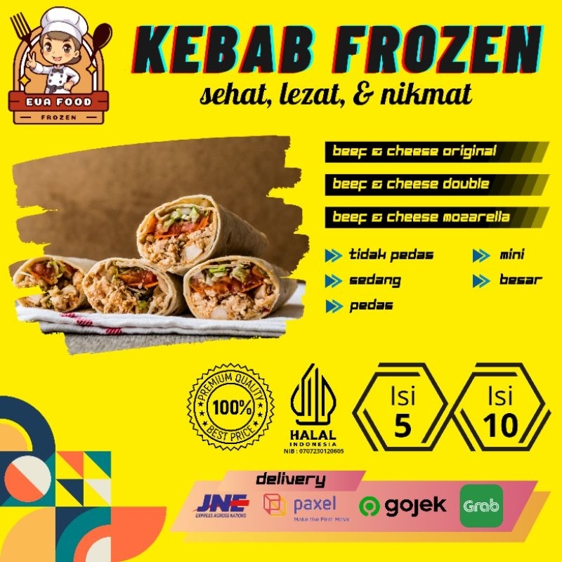 

Kebab Frozen Daging Keju Mozarella Halal isi 5 pcs & isi 10 pcs / Besar / Mini