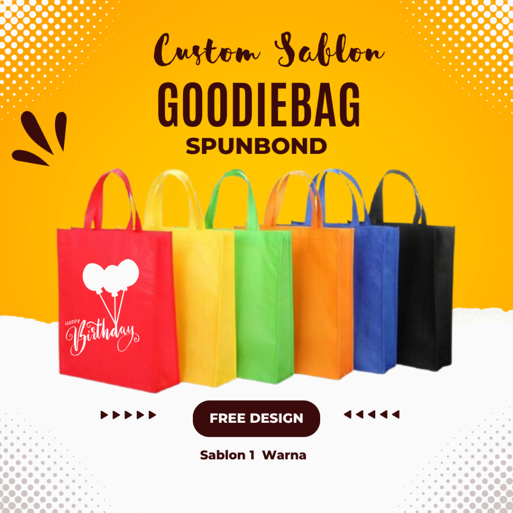 

Goodie Bag Sablon Custom / Tas Spunbond Sablon 25x35x8 cm