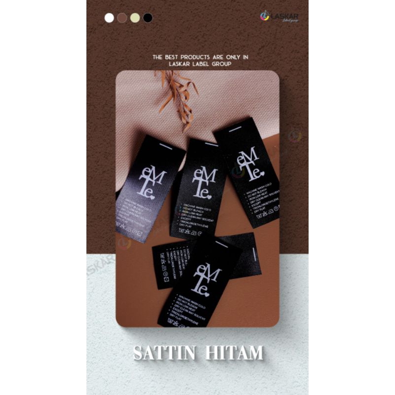 

Label satin, satin hitam, label baju
