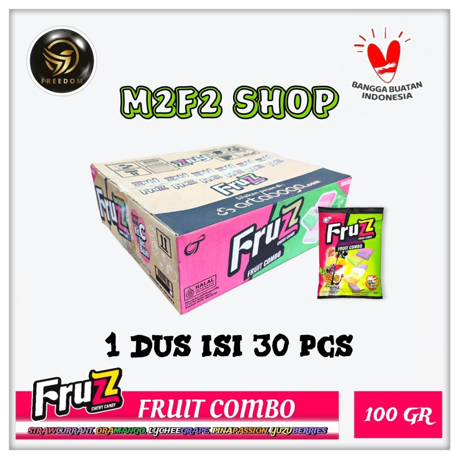 

Fruzz Permen Lunak Aneka Rasa Chewy Candy Fruit Combo - 100 gr (Kemasan Karton)