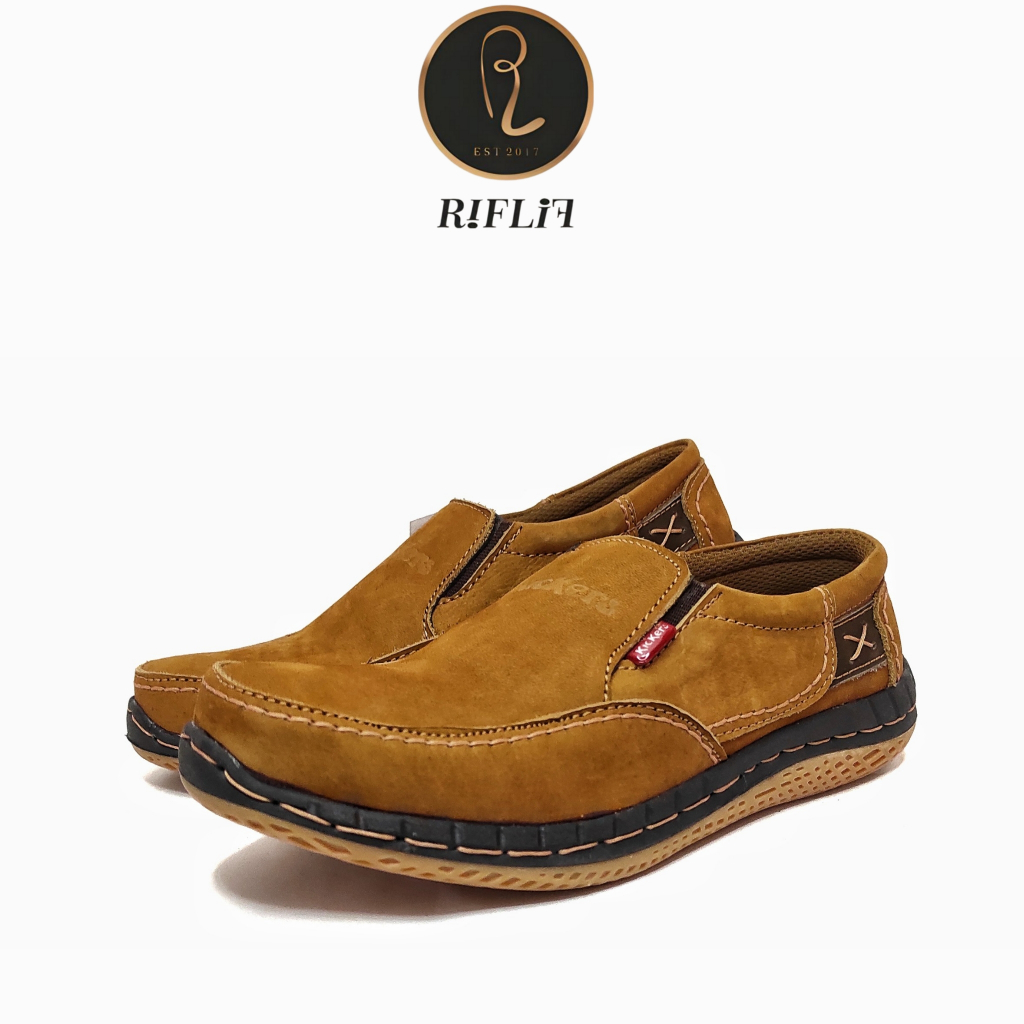 Sepatu Kickers / Sepatu Casual Pria Bahan Kulit Asli 100% Sol Karet Murah Keren Elegan / Sepatu Slip