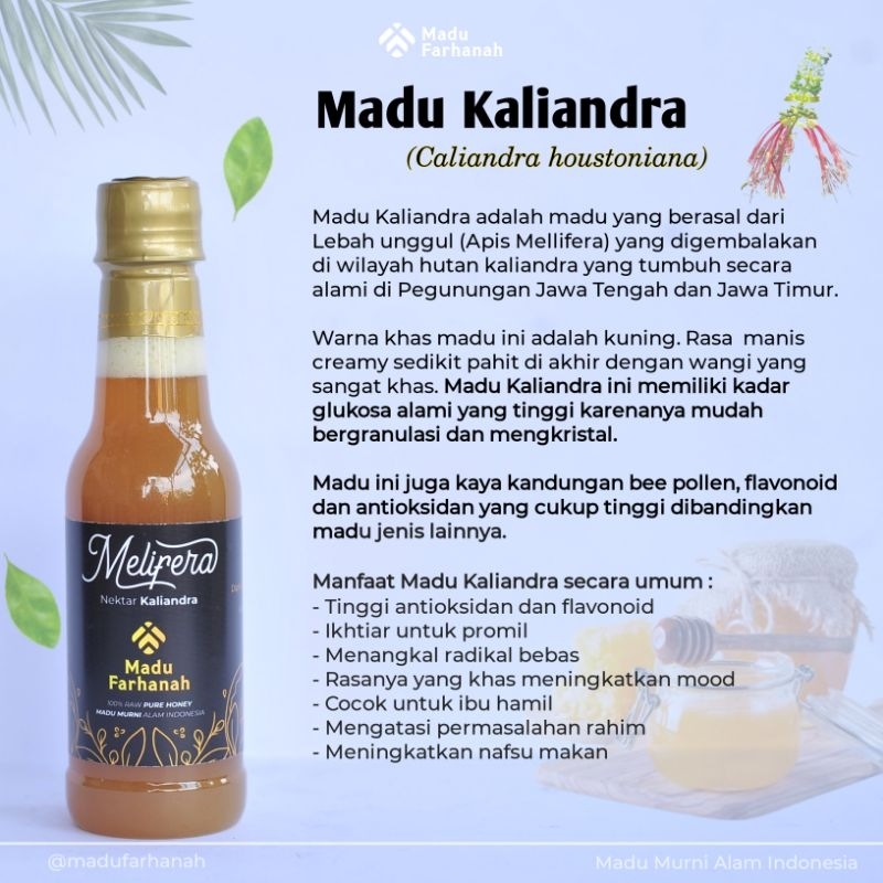 

Madu Farhanah Nektar Kaliandra Asli Murni Bersanad Jelas 330g