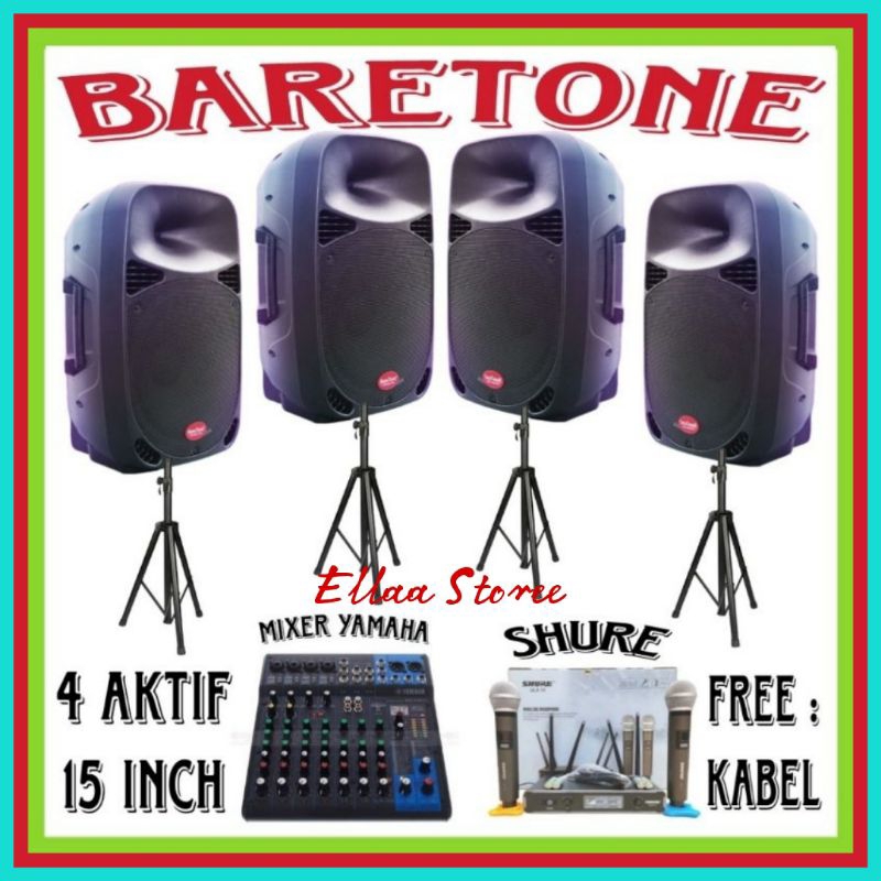 Karaoke 4 Set Aktif 15 Inch Baretone Max 15, Mixer Yamaha 10 Channel