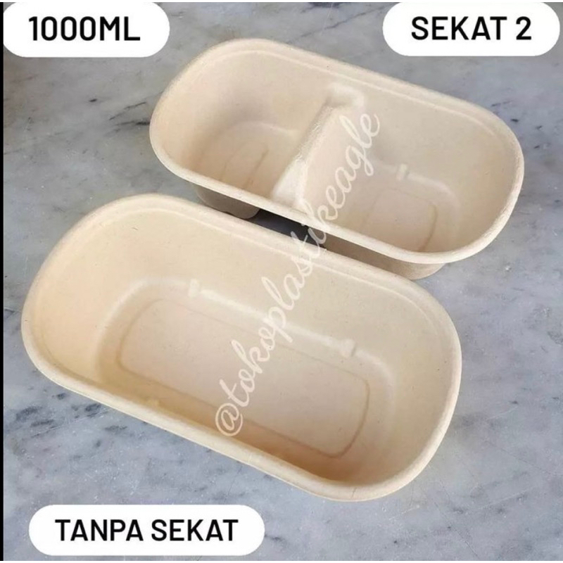 [isi 25pcs] Bagasse Oval 1000ml / Eco Friendly Box