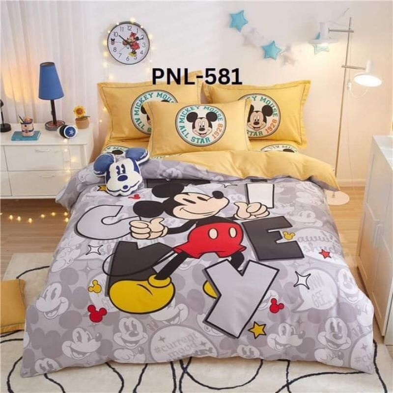 LIA SPREI SET KATUN JEPANG ORI MOTIF MICKEY MOUSE PANEL