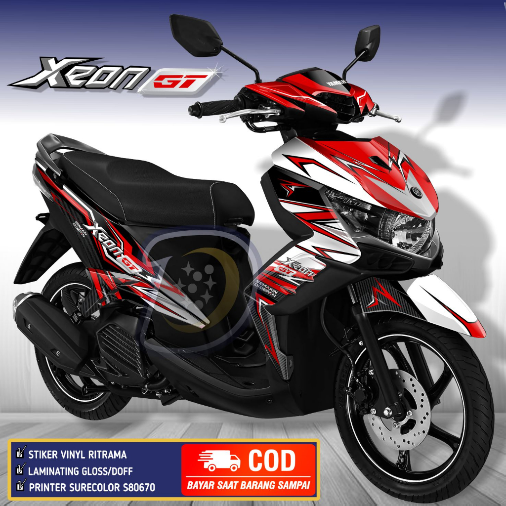 Decal Yamaha Xeon Gt 125  Striping Xeon Gt 125 Stiker Motor Xeon Gt 125 Red Design