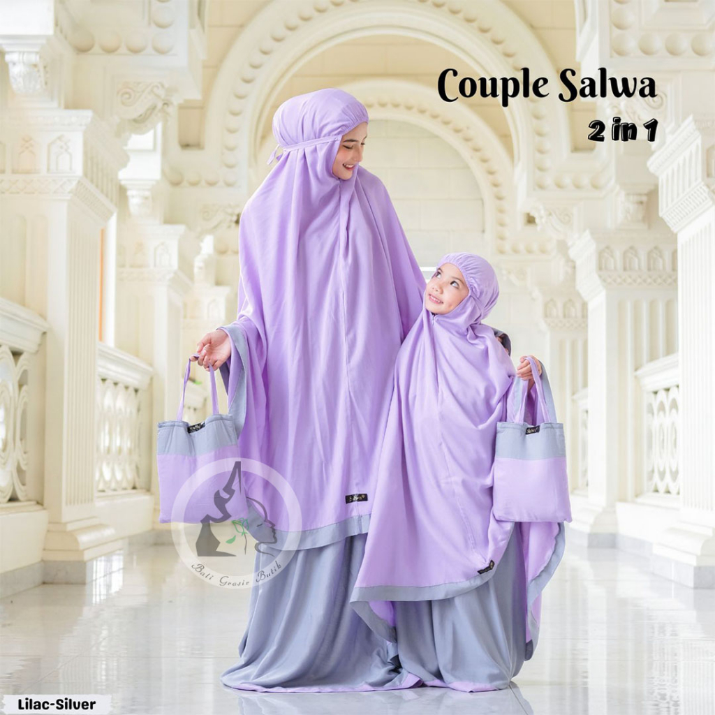 Mukena Bali Salwa Polos 2 in 1 Jumbo Couple                                           ⠀             