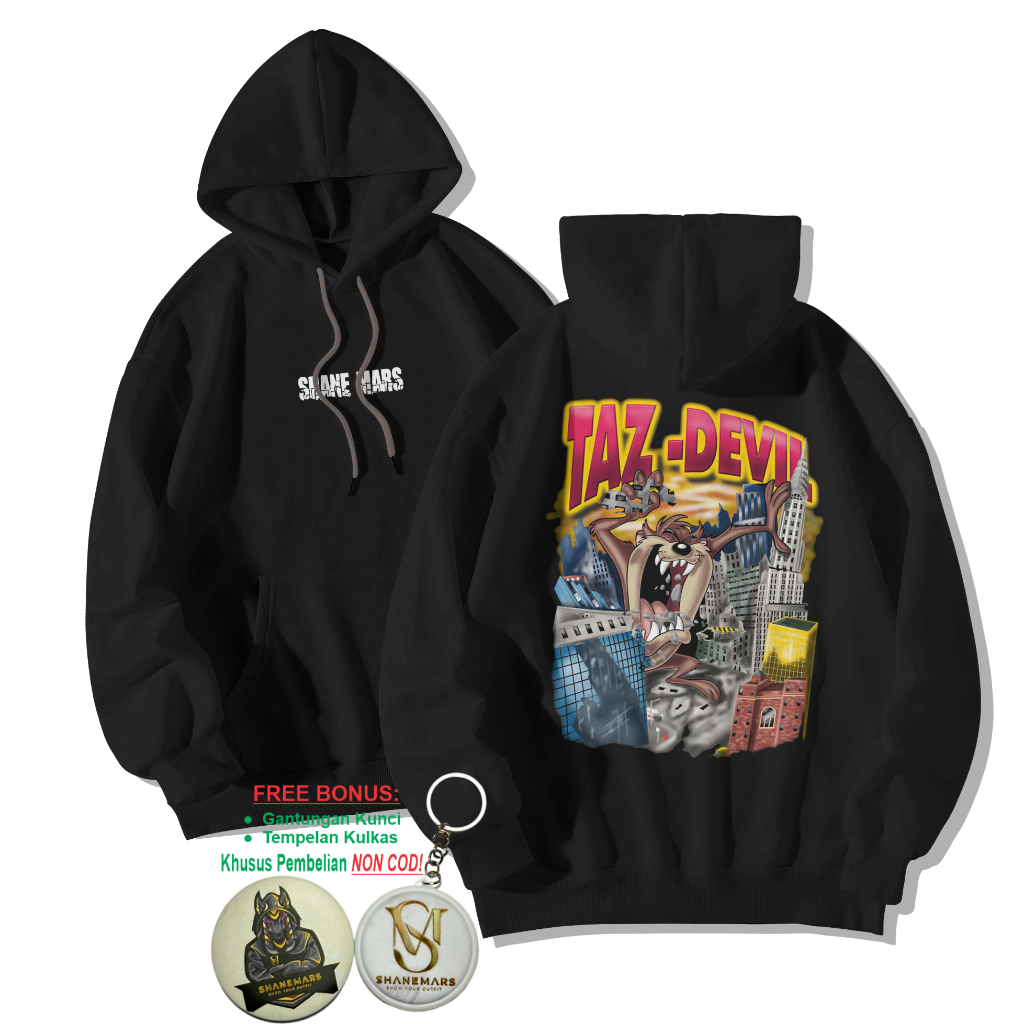 Sweater Oversize Hoodie TAZMAN | Hodie Pria & Wanita Jumbo Distro Terbaru Bahan FLeece Tebal 300 gsm