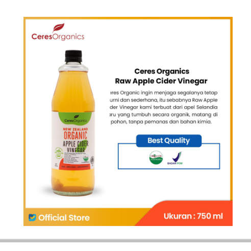 

Ceres Organics Raw Apple Cider Vinegar - 750ml