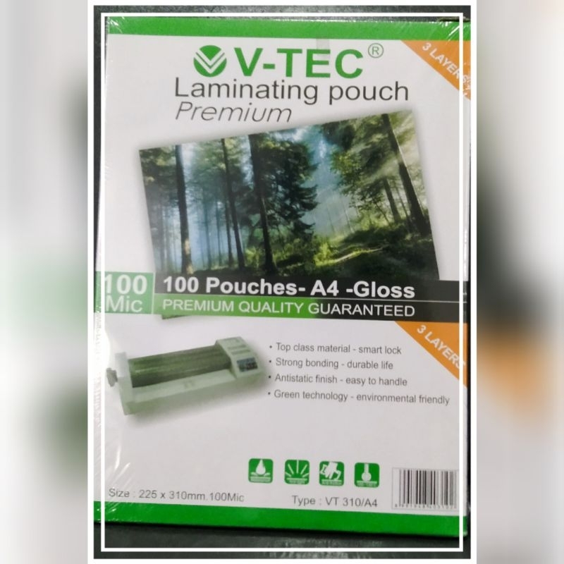 

Plastik Laminating Pouch Premium Quality A4 Gloss V-tec VT 310
