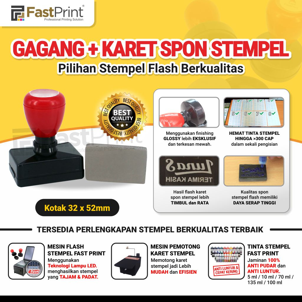 

Fast Print Gagang Stempel Flash Plus Karet Kotak Ukuran 32X52MM