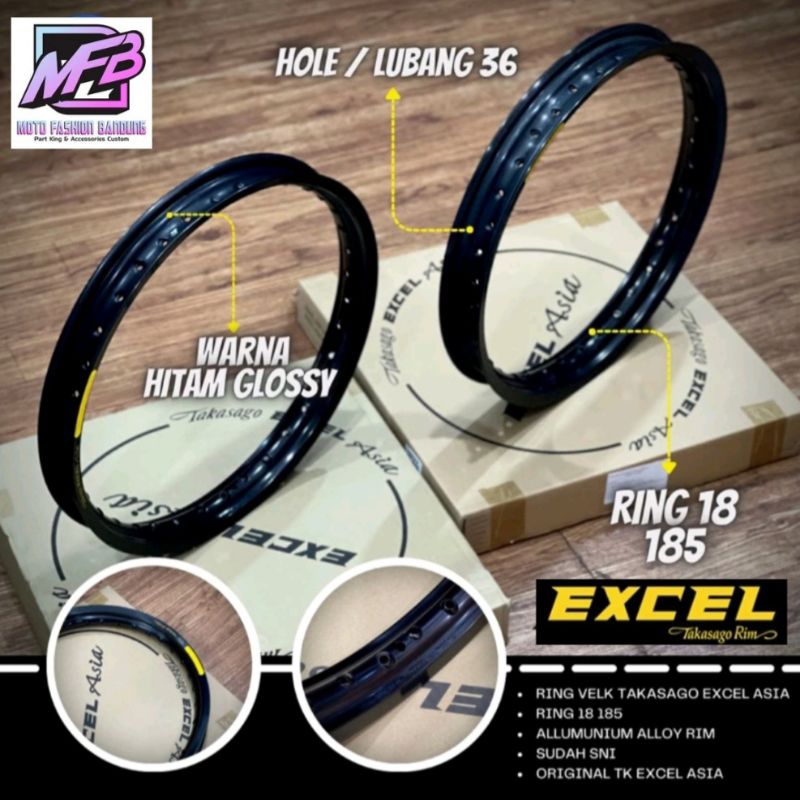 VELG VELK TAKASAGO EXCEL ASIA RING RIM 18X185 HITAM LIST GOLD