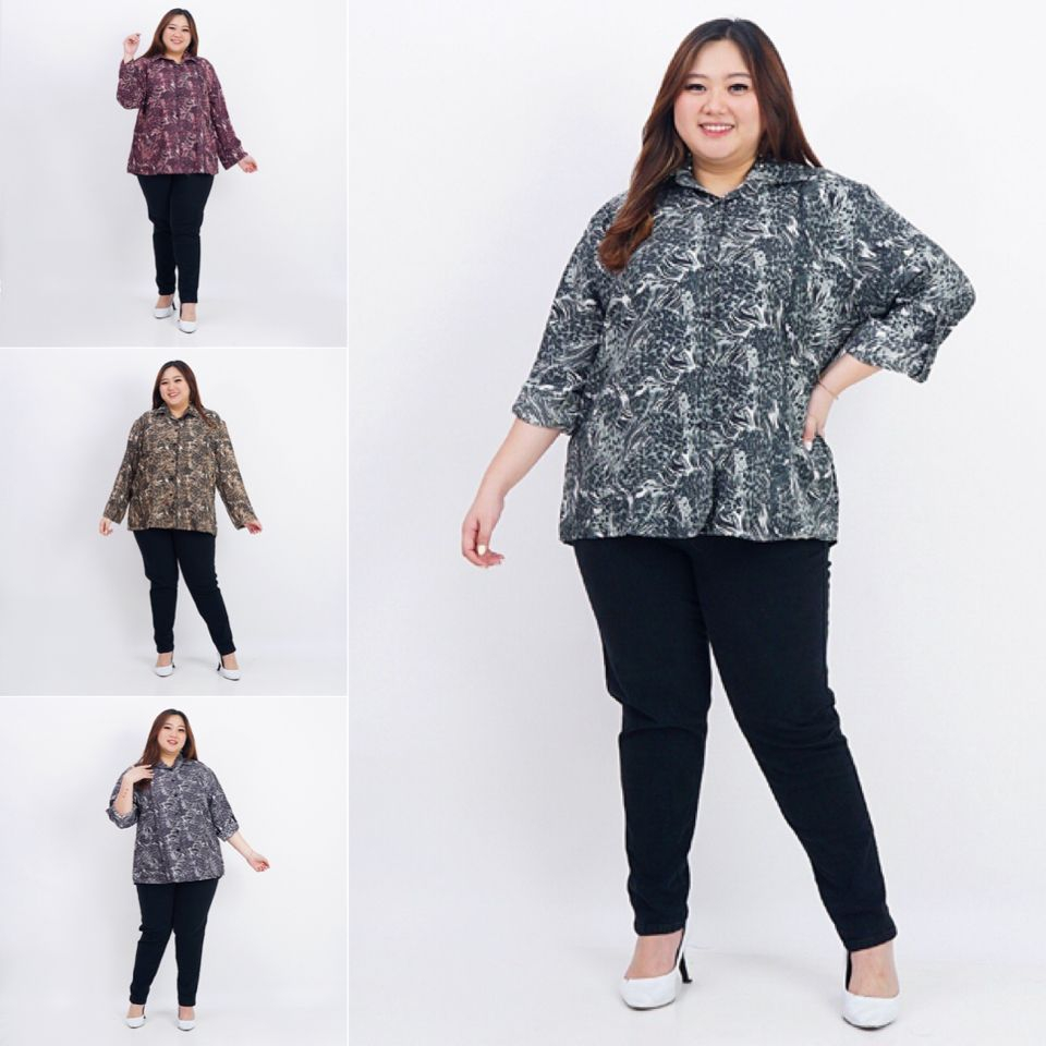 KEMEJA WANITA BIG SIZE ATASAN KEMEJA SHAKILA JUMBO 06 shakila LD 130cm BAJU KERJA KANTOR PESTA XXL X