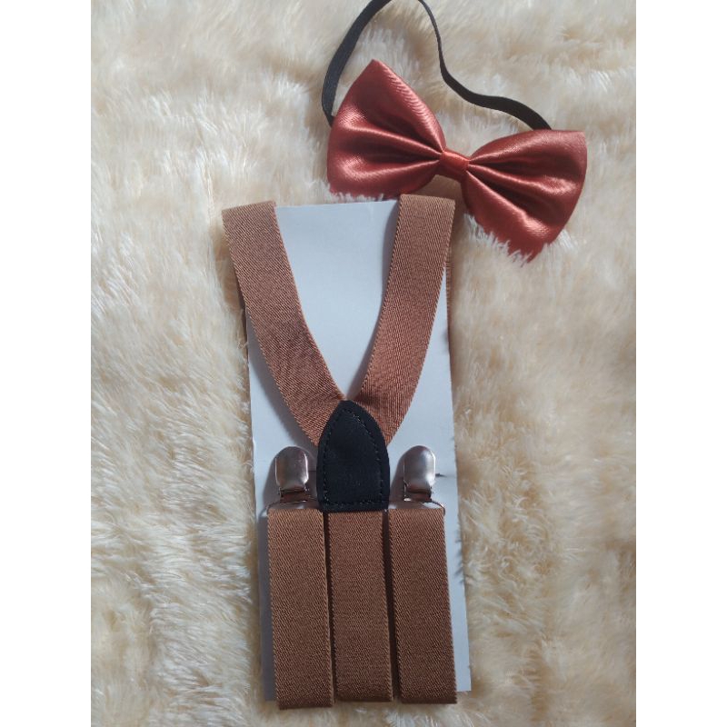 SUSPENDER COKLAT DWS BRETEL COKLAT DWS PAKET SUSPENDER COKLAT GESPER JOJON DASI KUPU-KUPU BOWTIE  SU